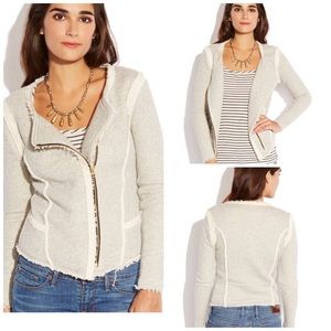 Lucky Brand Raw Edge Sweater Moto Jacket Plus 1X